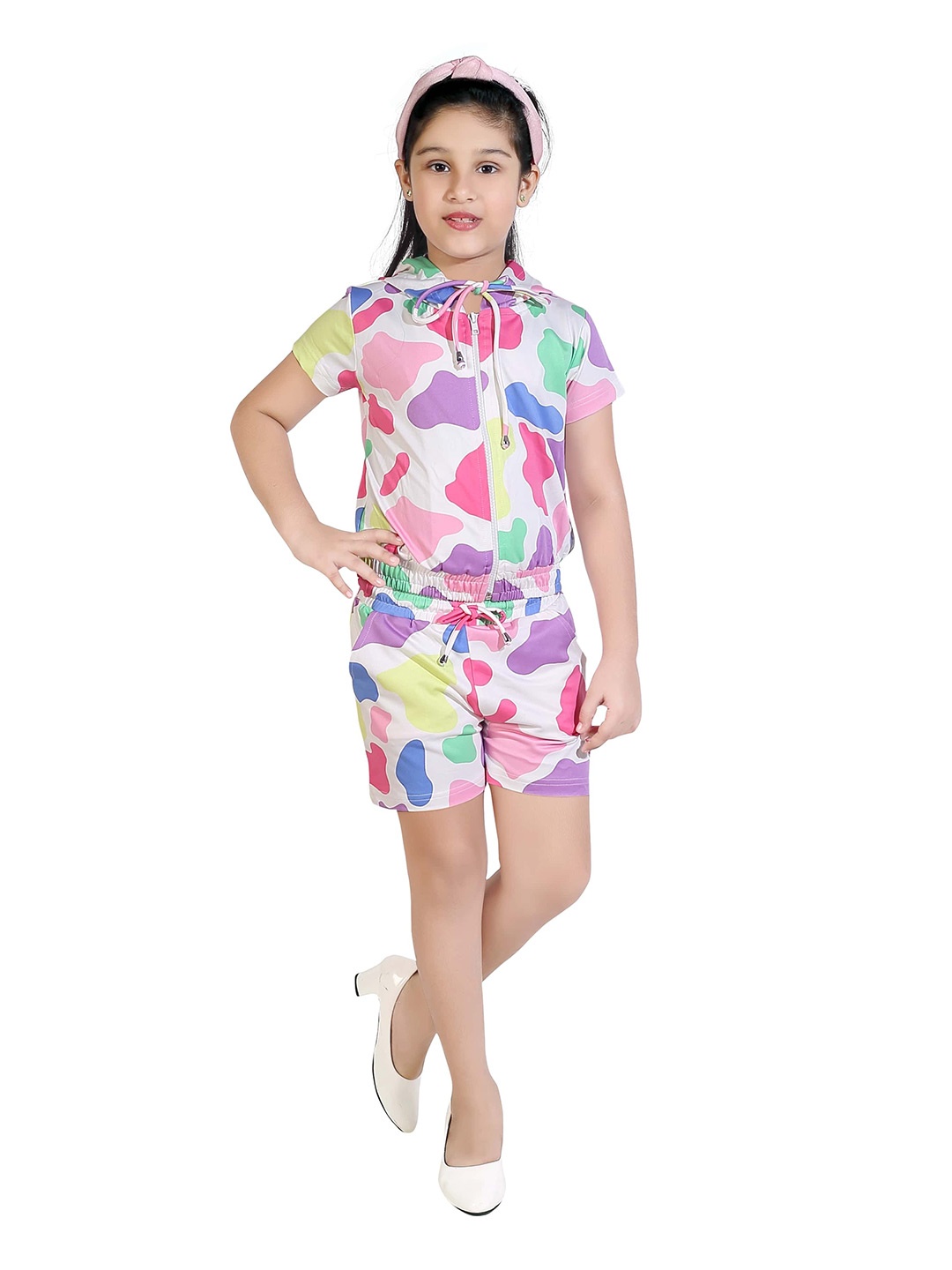 

Tiny Girl Printed Top with Shorts, White
