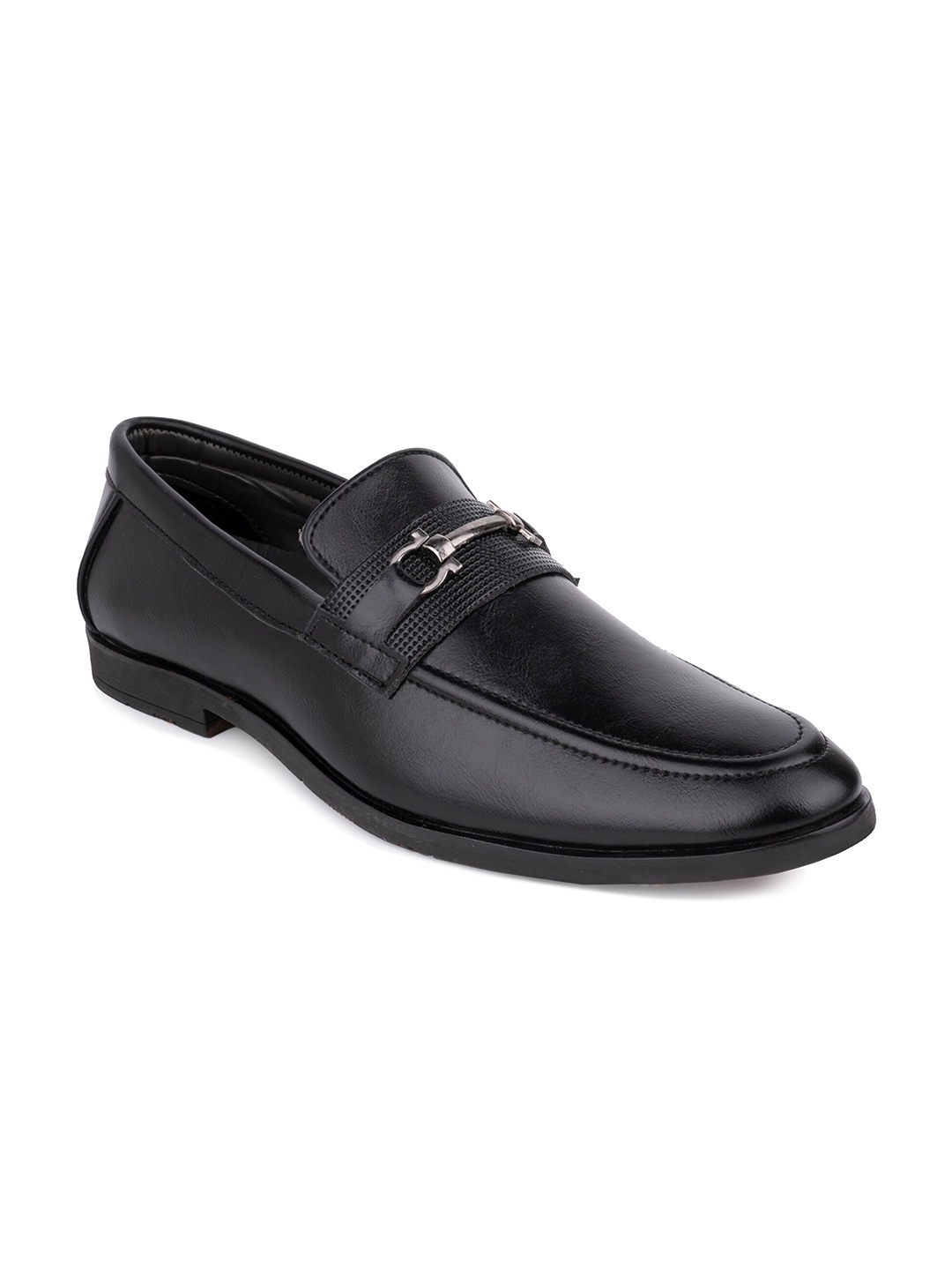 

birgos Men Leather Formal Loafers, Black