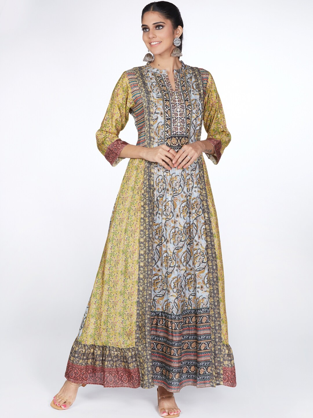 

taruni Floral Printed Kurta, Grey