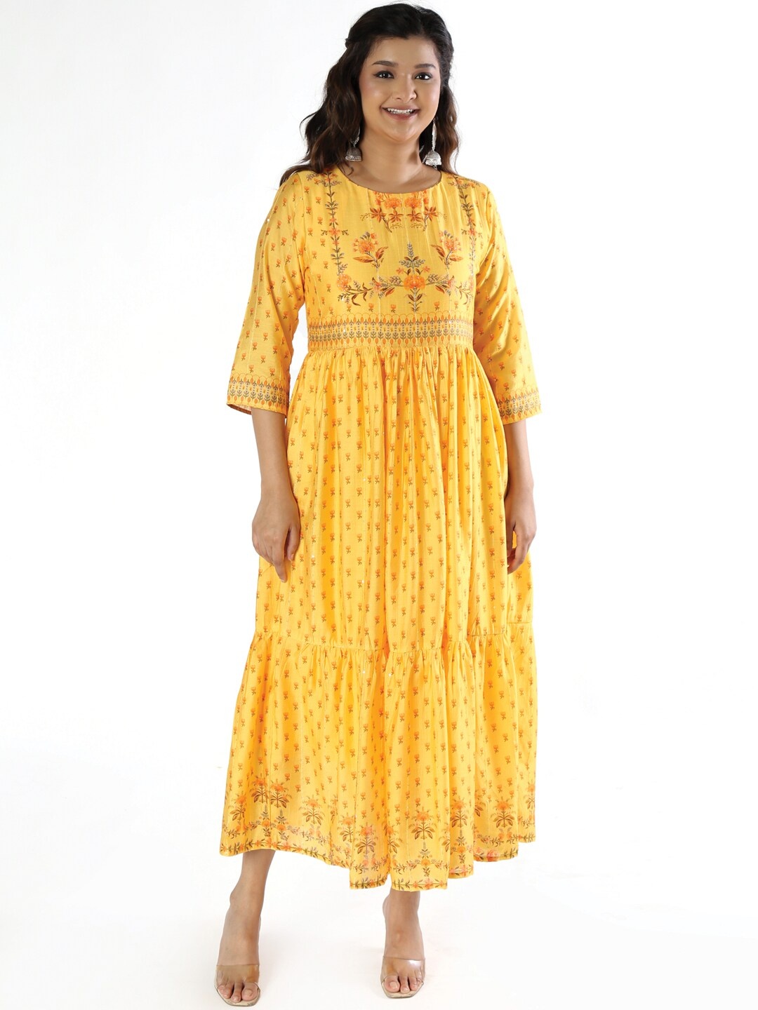 

taruni Women Ethnic Motifs Printed Anarkali Kurta, Yellow