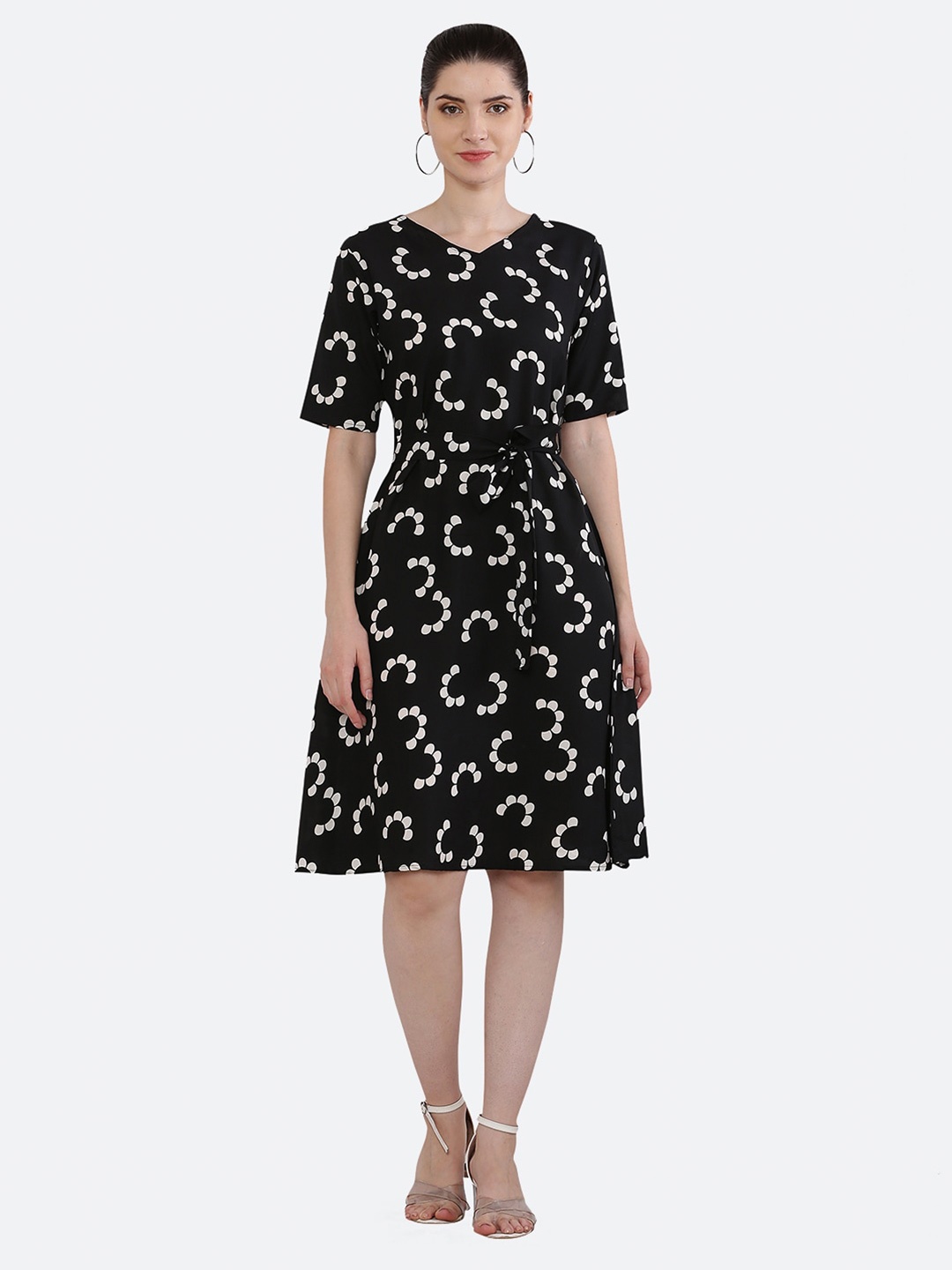 

KETAKI FASHION Printed Crepe Dress, Black