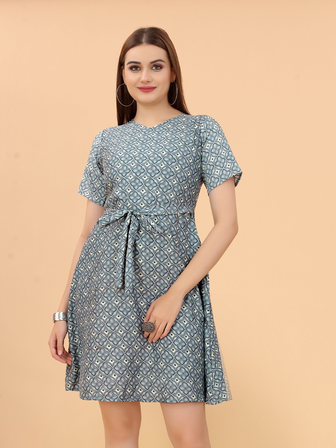 

KETAKI FASHION Ethnic Motifs Crepe Dress, Grey