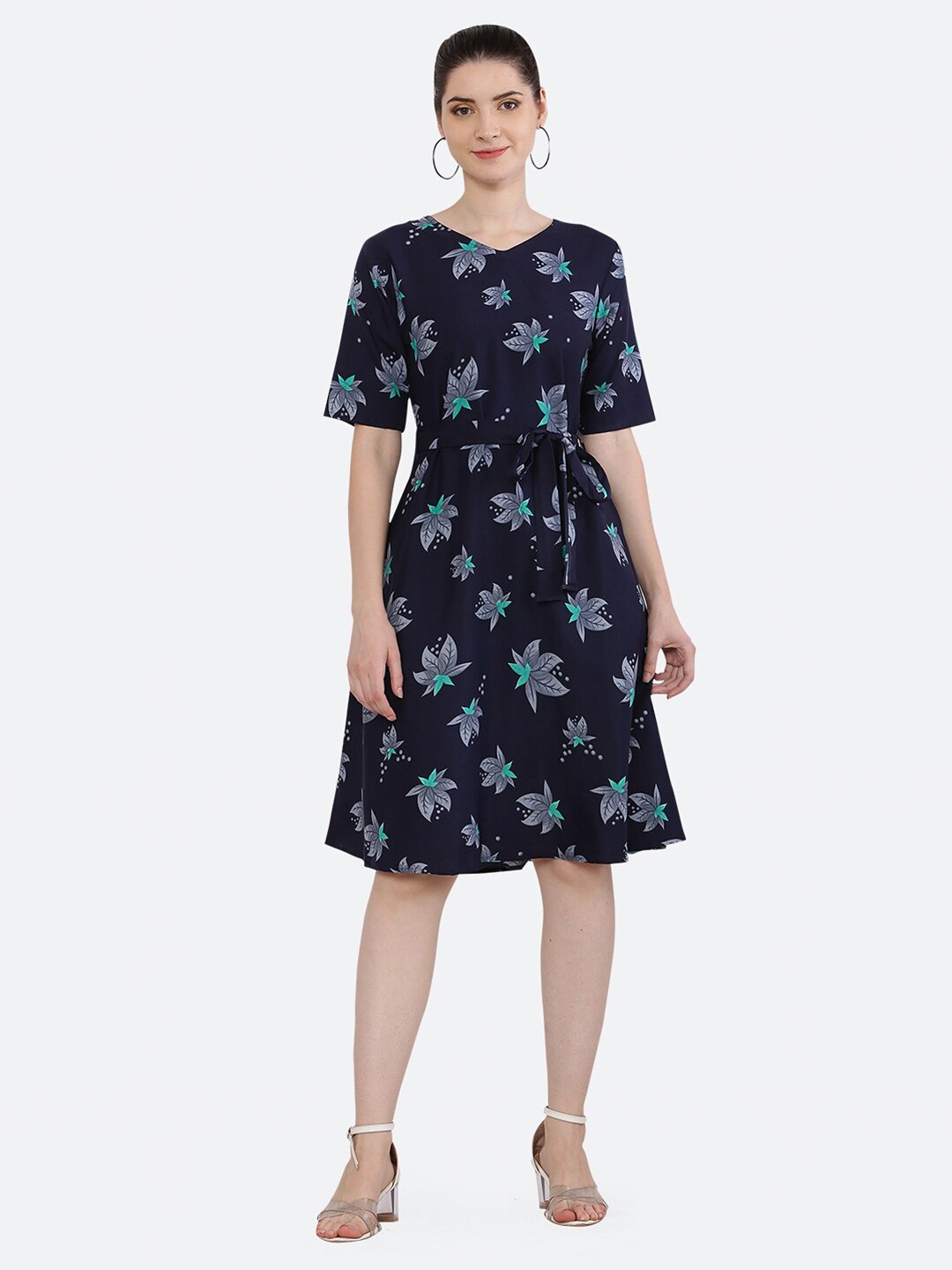 

KETAKI FASHION Floral Printed Dress, Navy blue