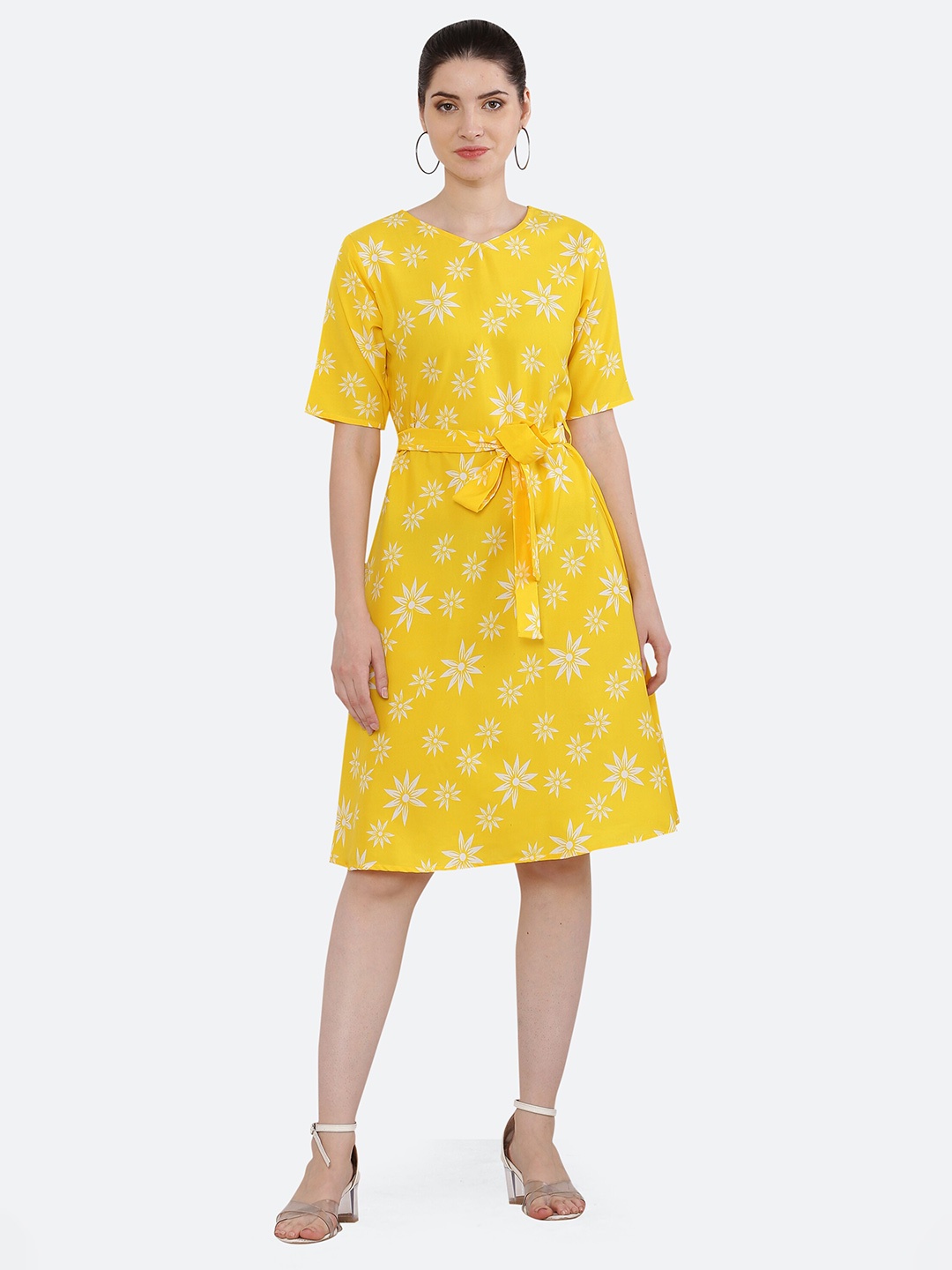 

KETAKI FASHION Floral A-Line Dress, Yellow