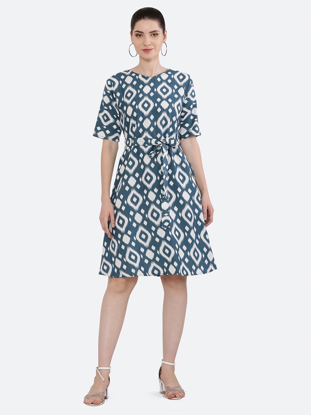 

KETAKI FASHION Abstract Printed A-Line Dress, Blue