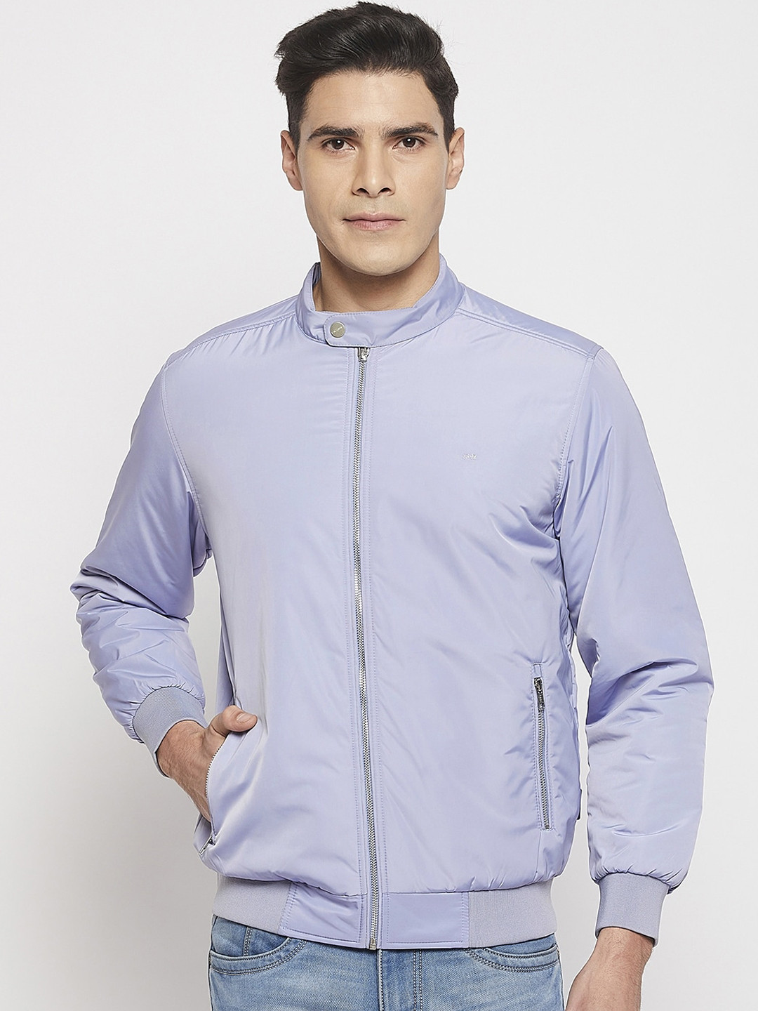 

Okane Men Striped Lightweight Bomber Jacket, Blue