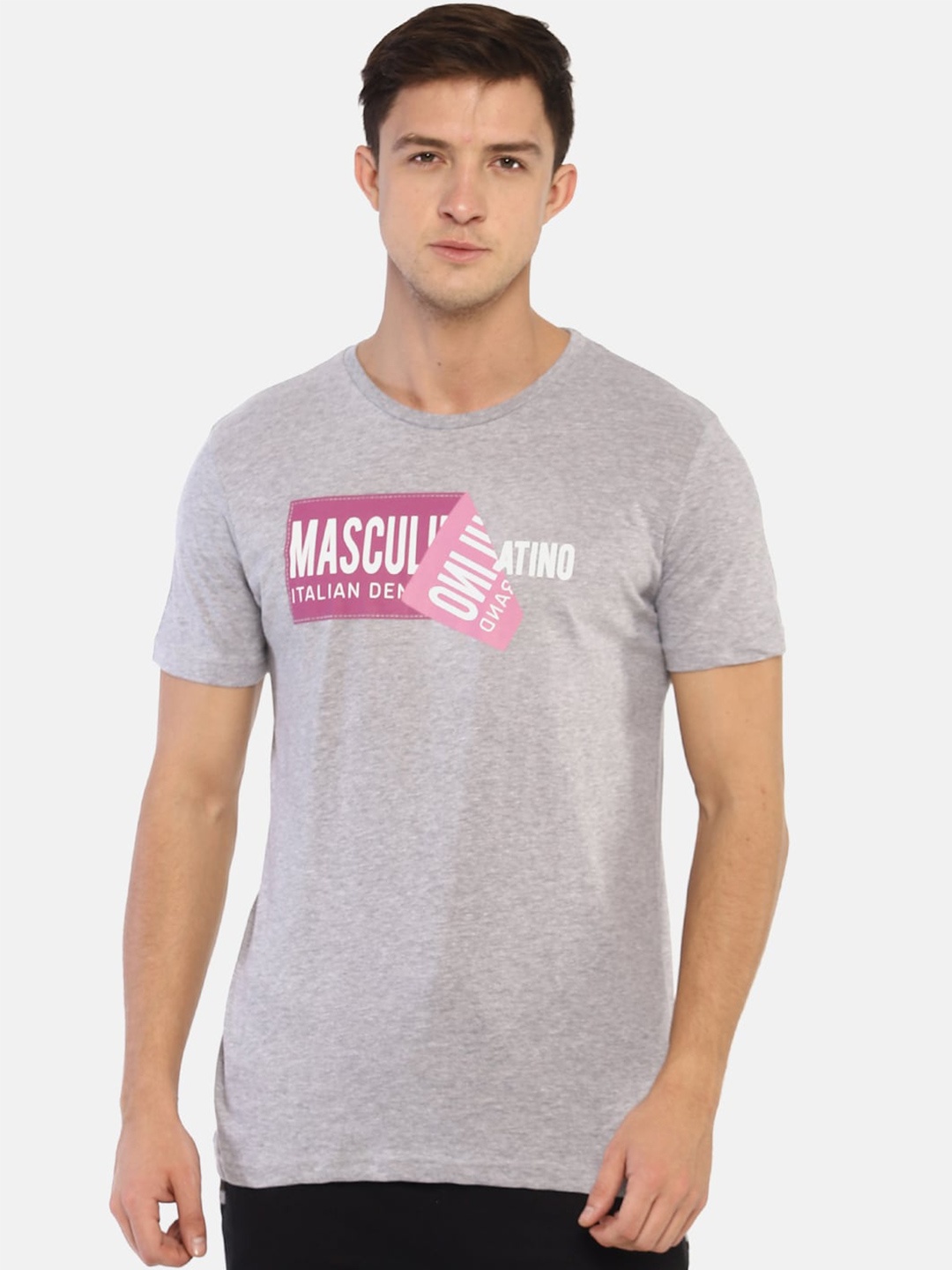 

Masculino Latino Men Brand Logo Printed Cotton T-shirt, Grey
