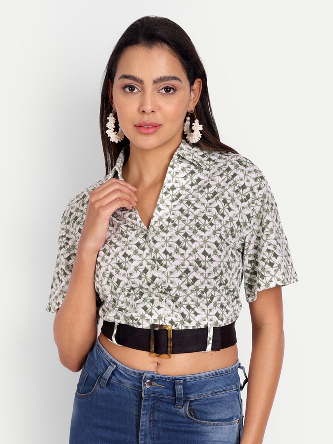 

DOLSU Shirt Style Cotton Top, White