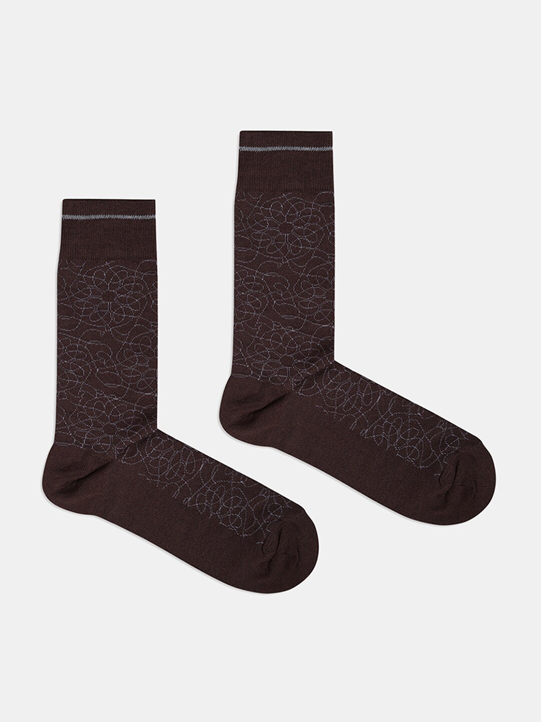 

Blackberrys Men Patterned Cotton Calf Length Socks, Brown