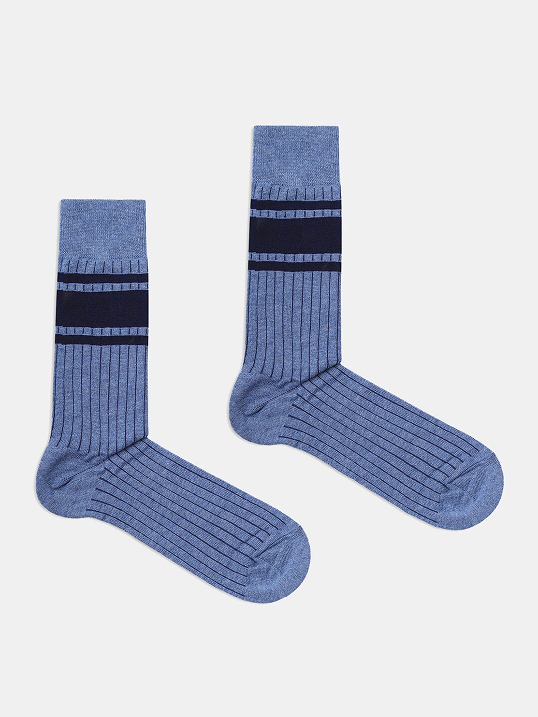 

Blackberrys Men Striped Calf-Length Socks, Blue