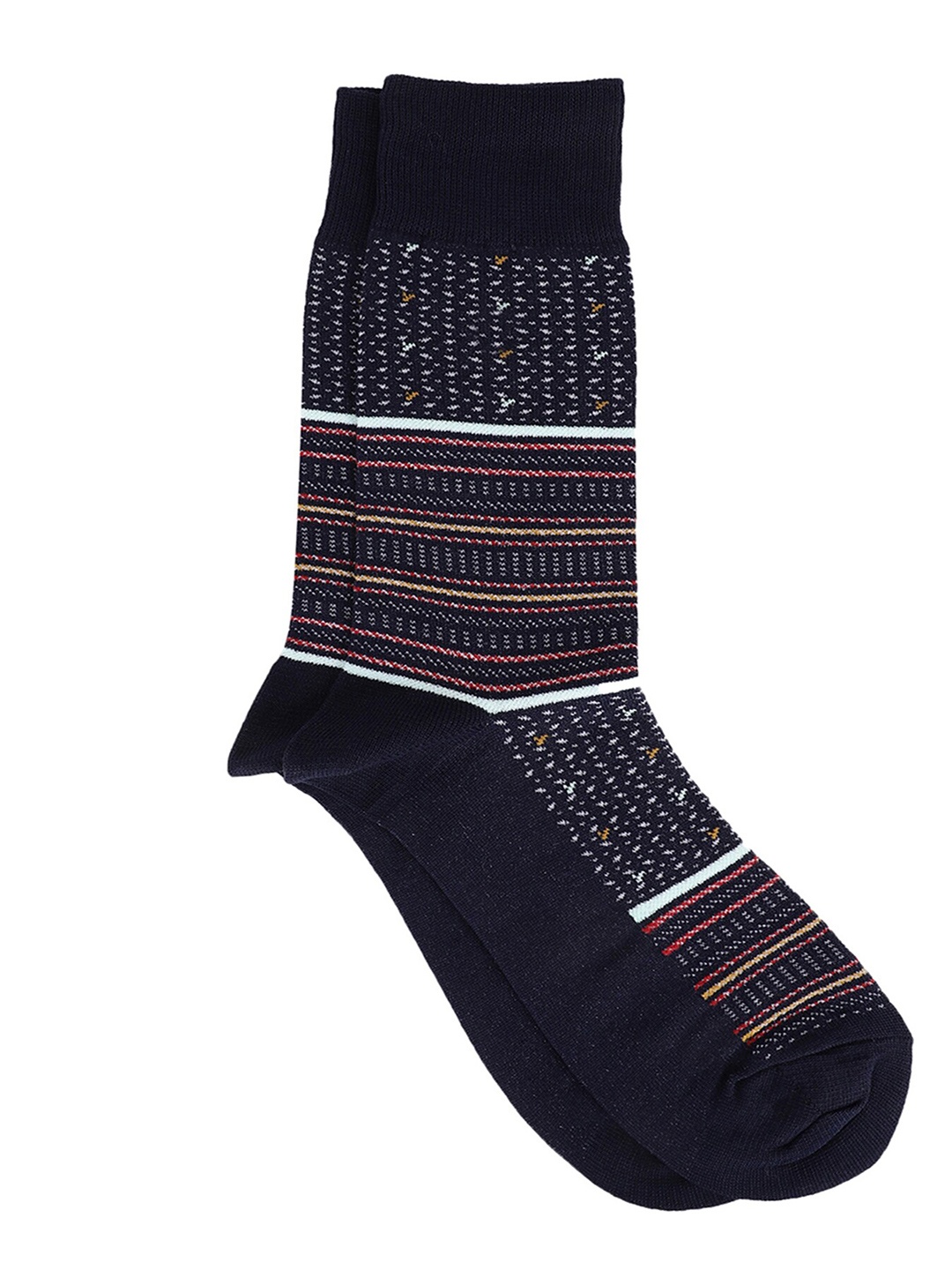 

Blackberrys Men Patterned Calf Length Pure Cotton Socks, Navy blue