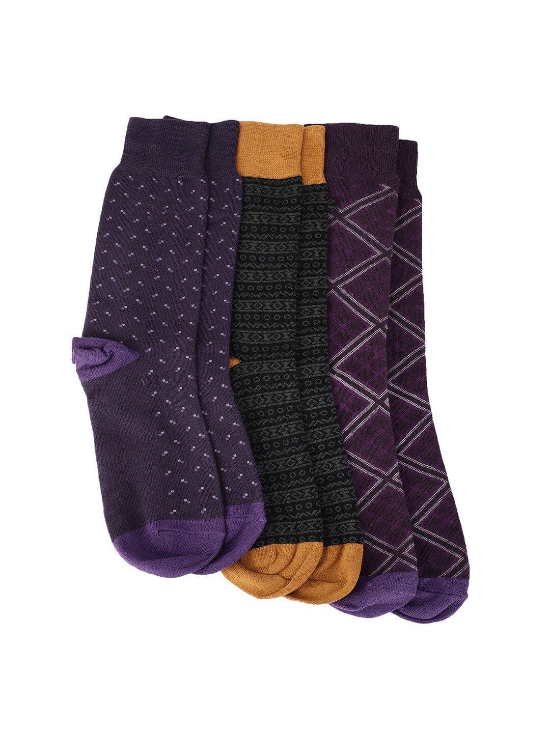 

Blackberrys Vc-Pierre Men Pack Of 3 Patterned Calf-Length Ribbed Socks, Black