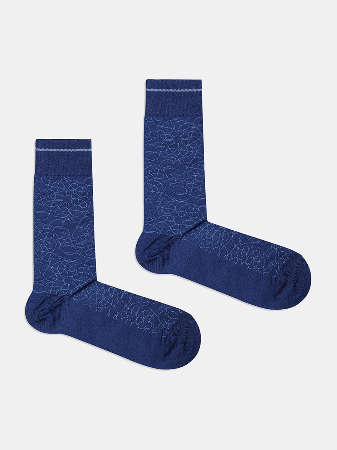 

Blackberrys Men Patterned Cotton Calf Length Socks, Blue