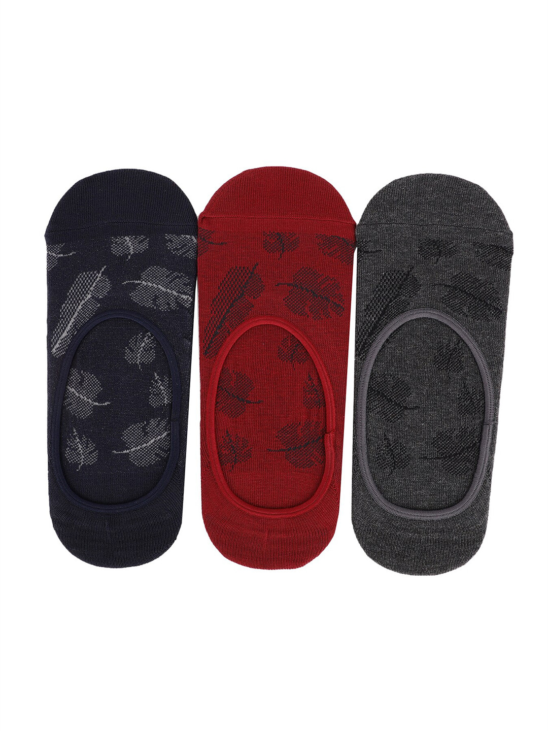 

Blackberrys Men Pack Of 3 Patterned Pure Cotton Shoe Liner, Red