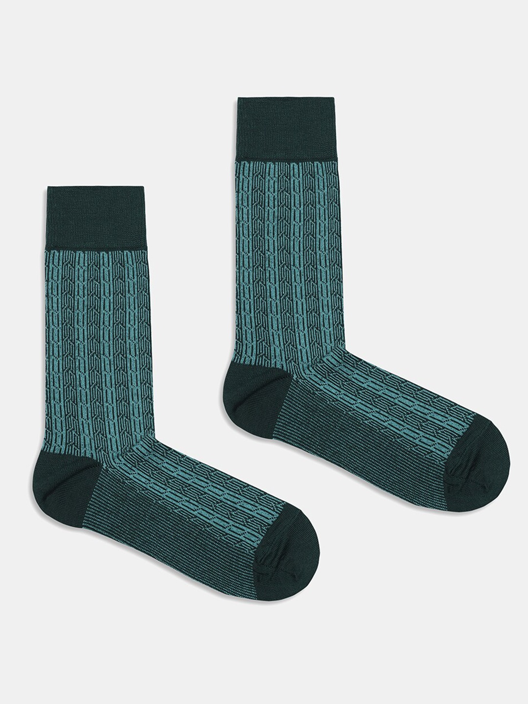 

Blackberrys Men Patterned Pure Cotton Calf-Length Socks, Green
