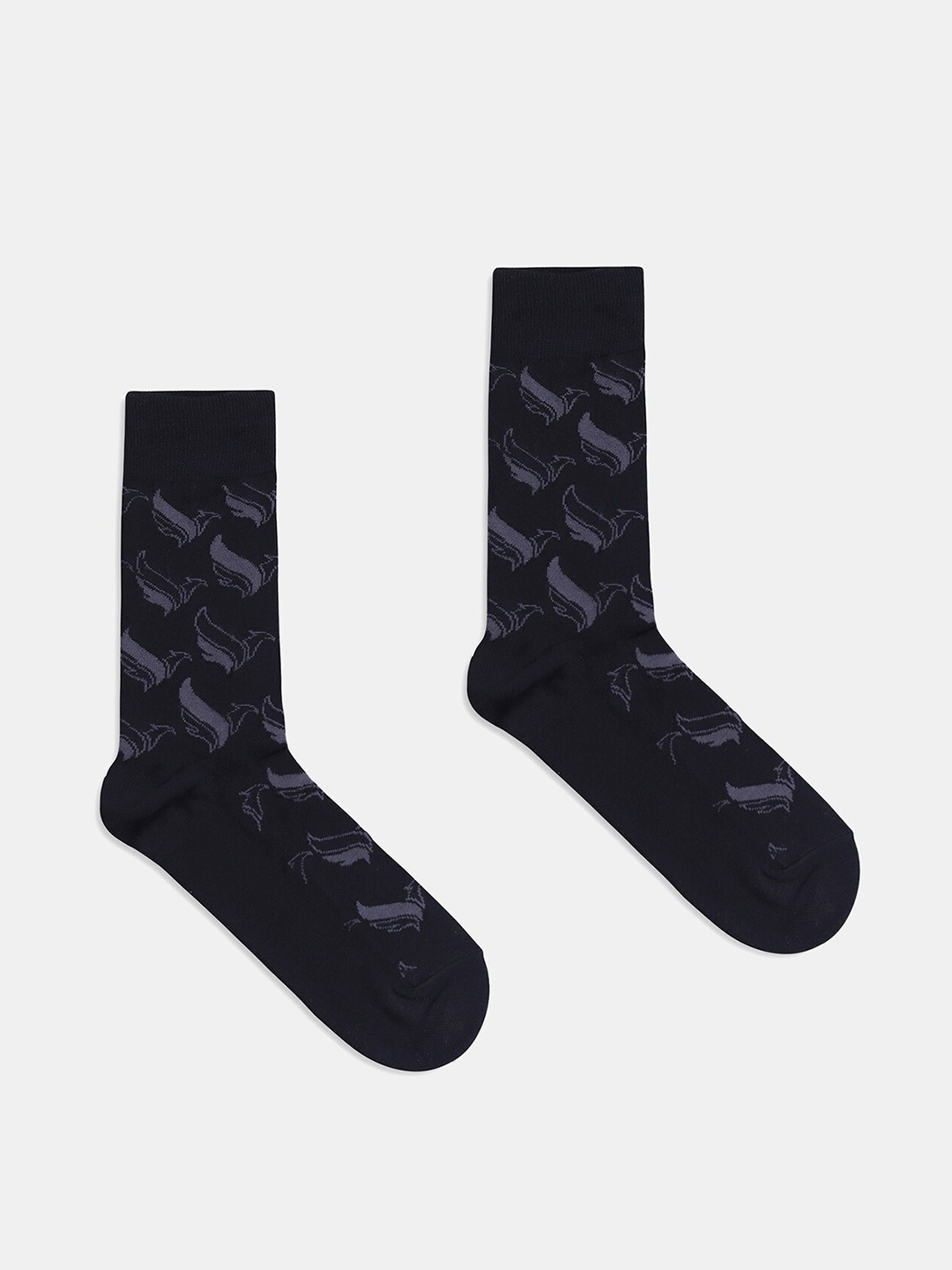 

Blackberrys Men Patterned Calf-Length Ribbed Socks, Black