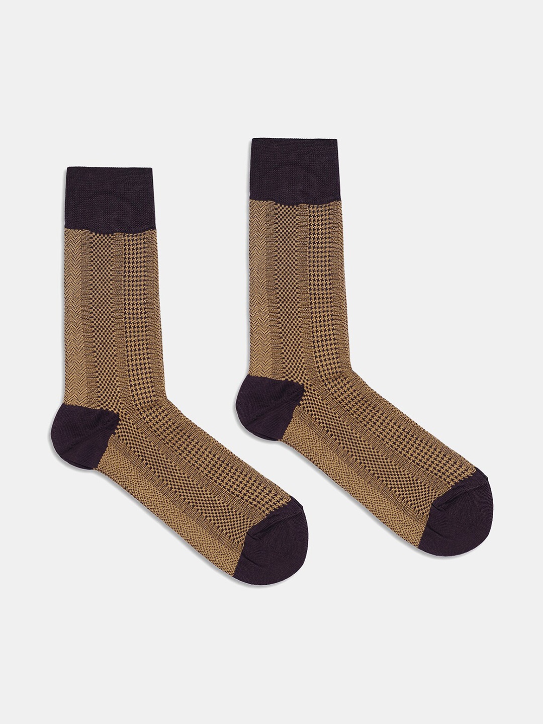 

Blackberrys Men Patterned Calf Length Pure Cotton Socks, Gold