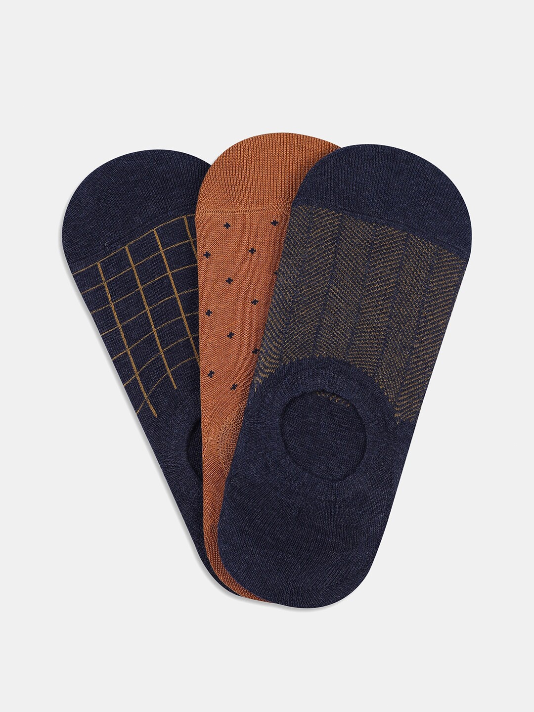 

Blackberrys Men Pack Of 3 Patterned Shoe Liner Pure Cotton Socks, Blue
