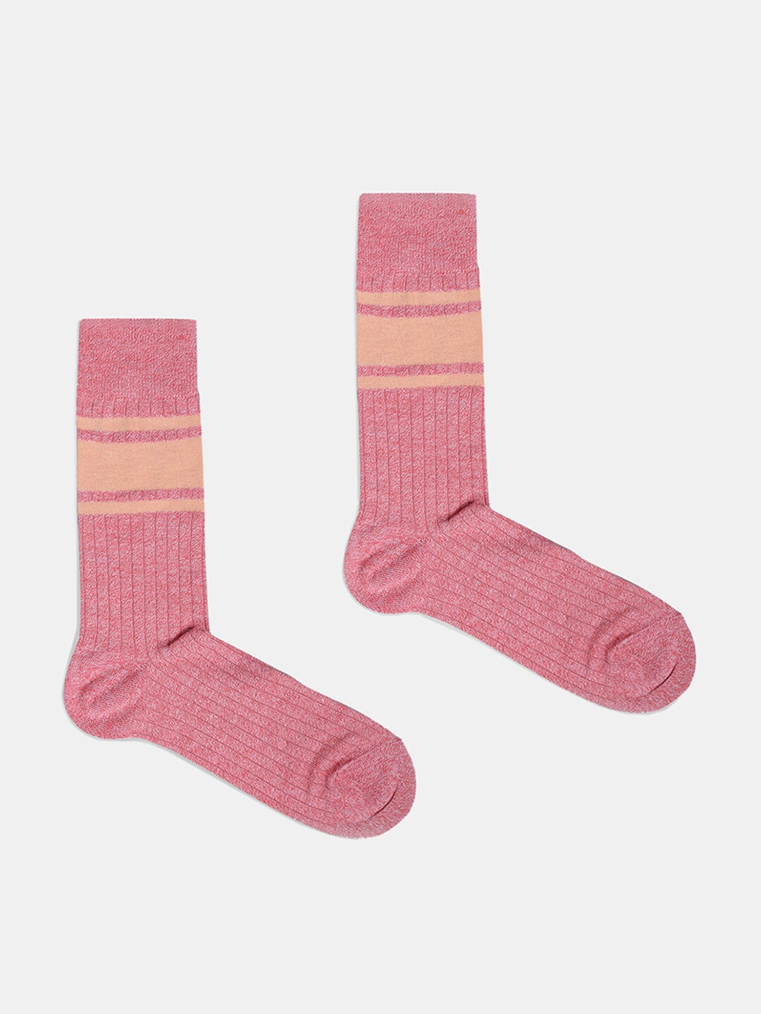 

Blackberrys Men Patterned Calf-length Ribbed Socks, Pink