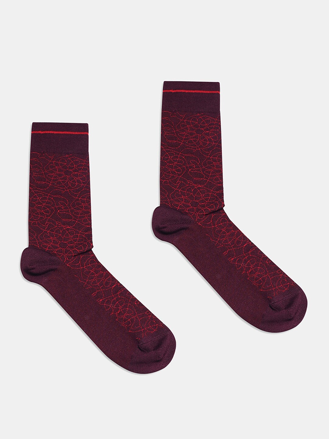 

Blackberrys Men Patterned Calf Length Socks, Maroon