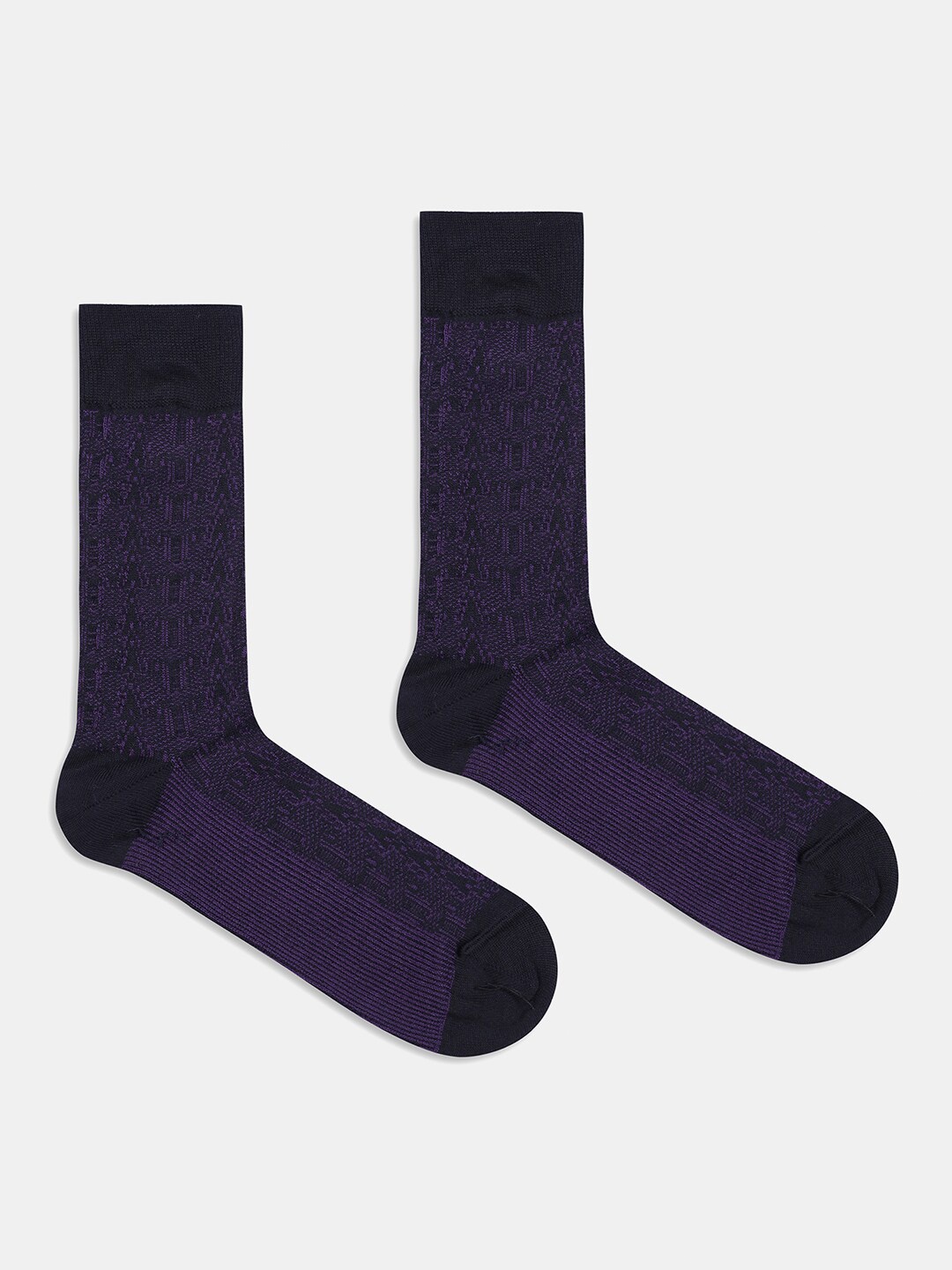 

Blackberrys Men Patterned Calf-length Pure Cotton Ribbed Socks, Purple