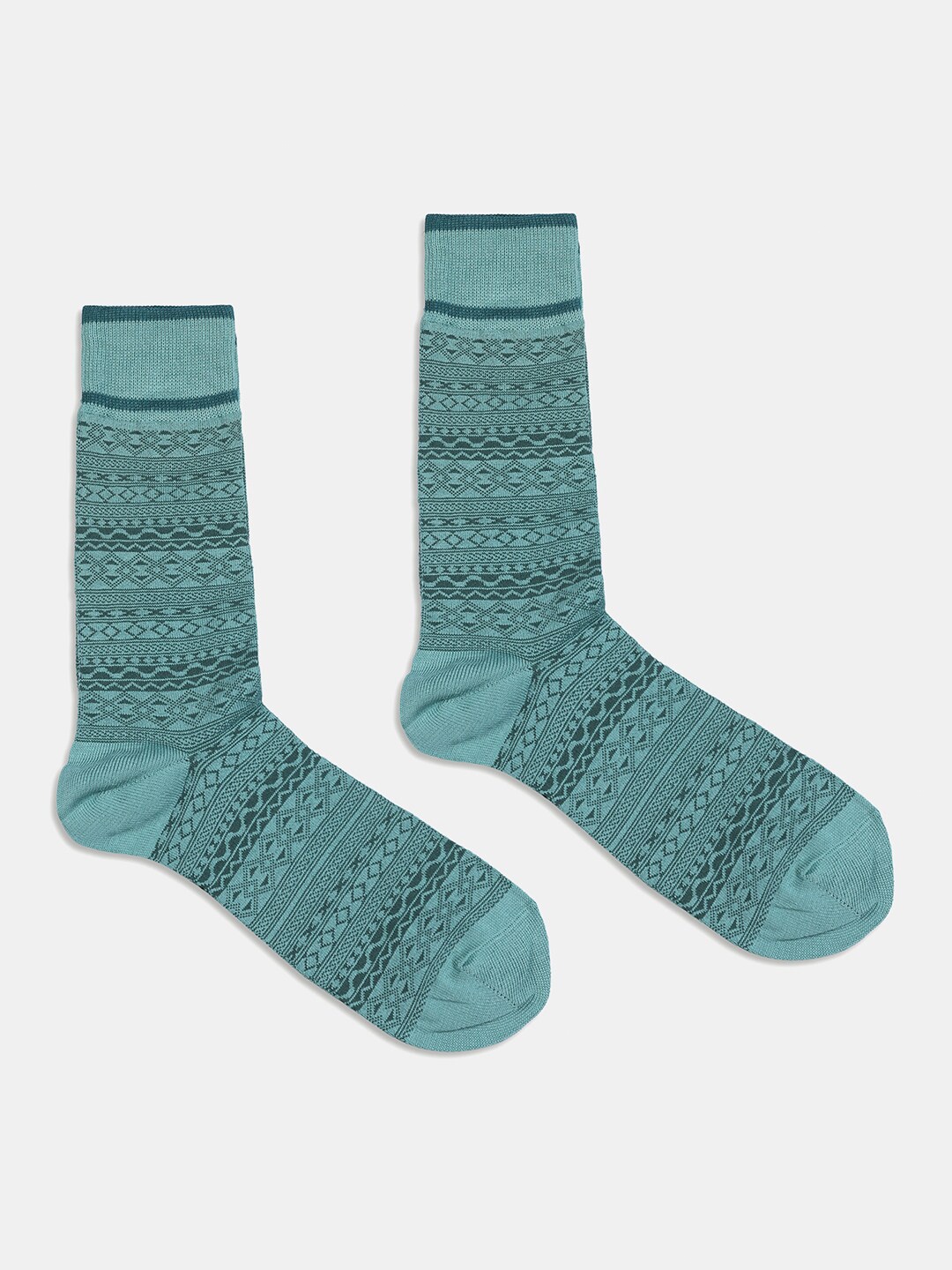 

Blackberrys Men Pure Cotton Patterned Calf-Length Ribbed Socks, Green