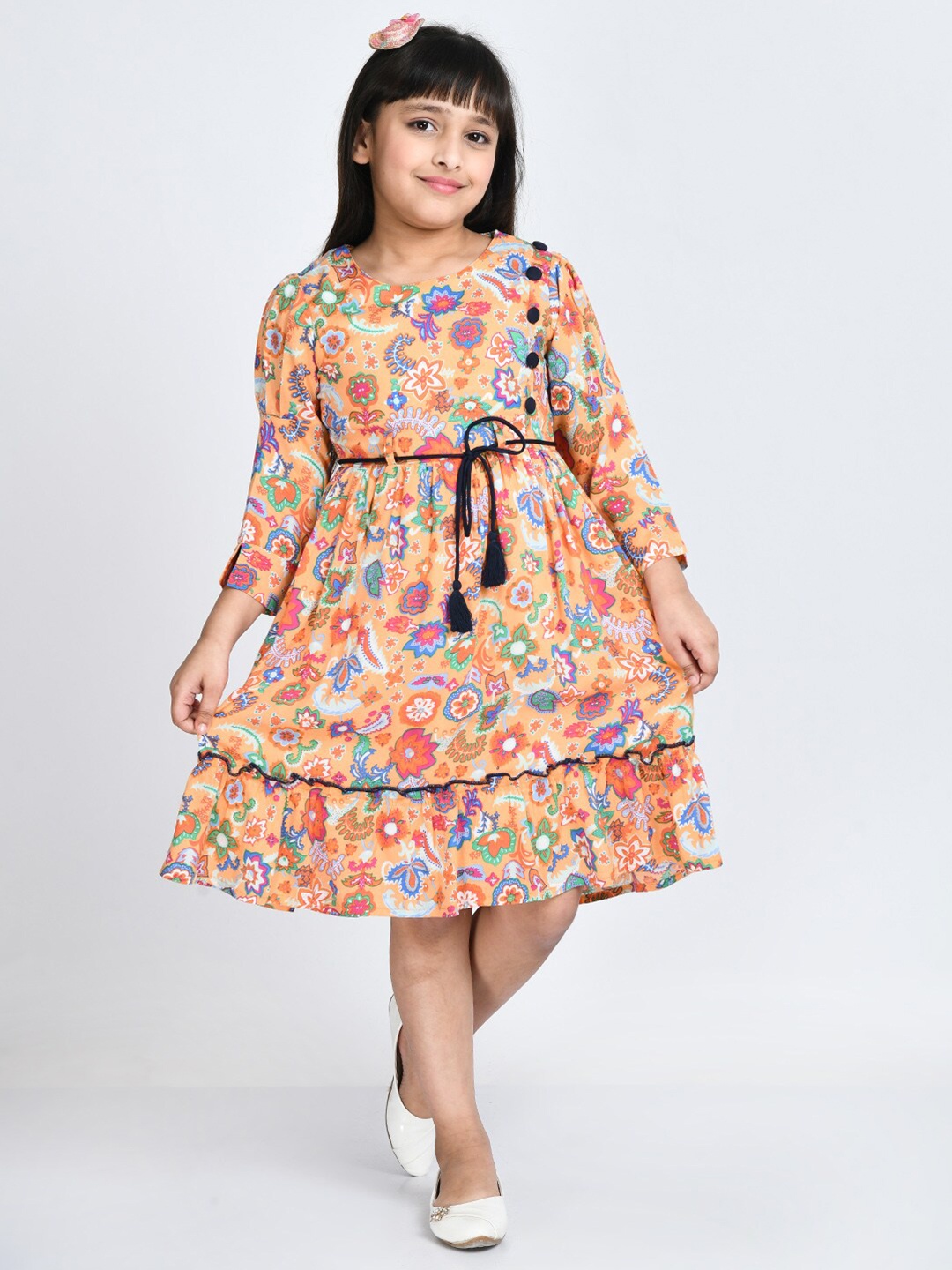 

Bella Moda Orange Floral Dress
