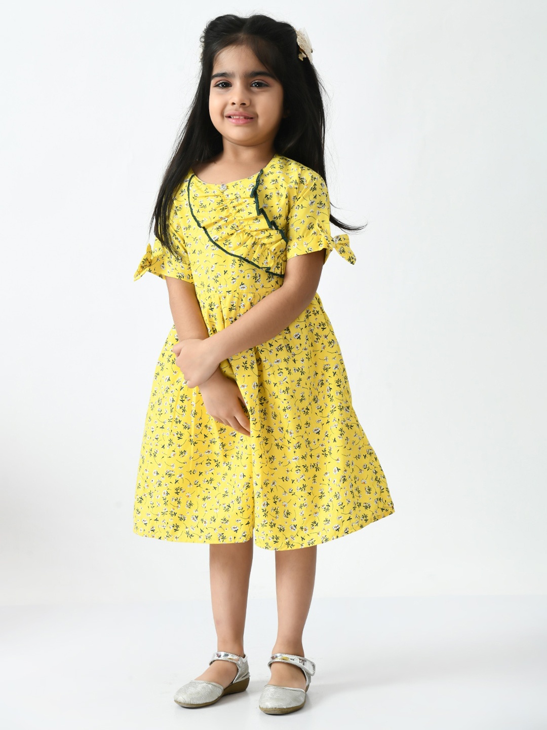 

Bella Moda Floral Printed Fit And Flare Cotton Dress, Yellow