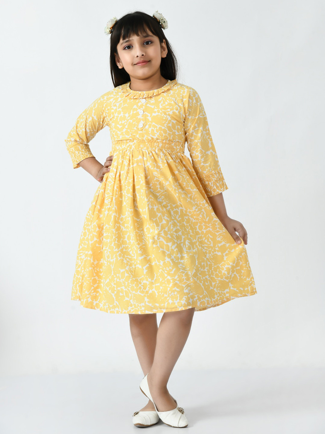 

Bella Moda Printed Fit And Flare Cotton Dress, Mustard
