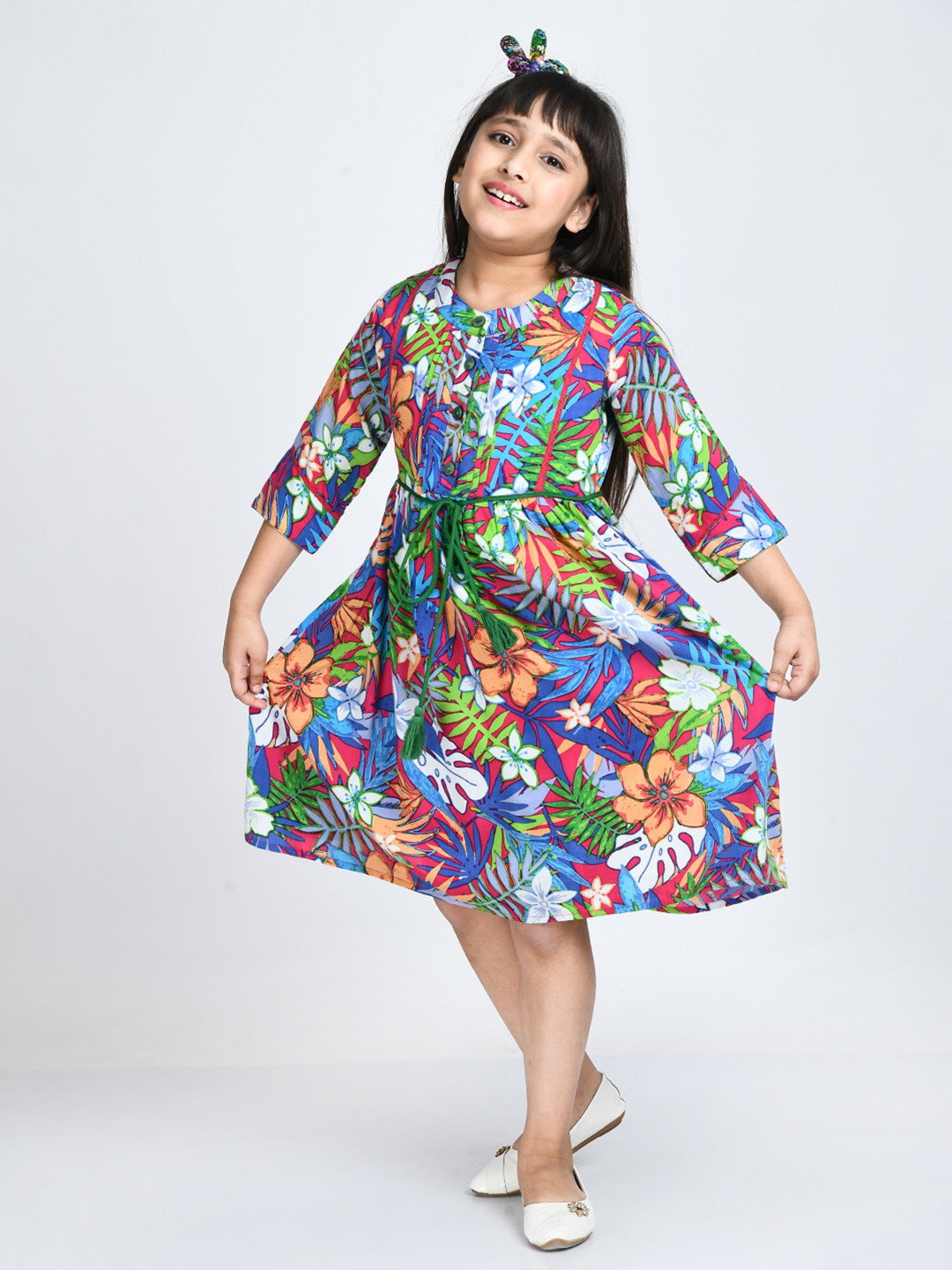 

Bella Moda Printed Fit And Flare Cotton Dress, Blue