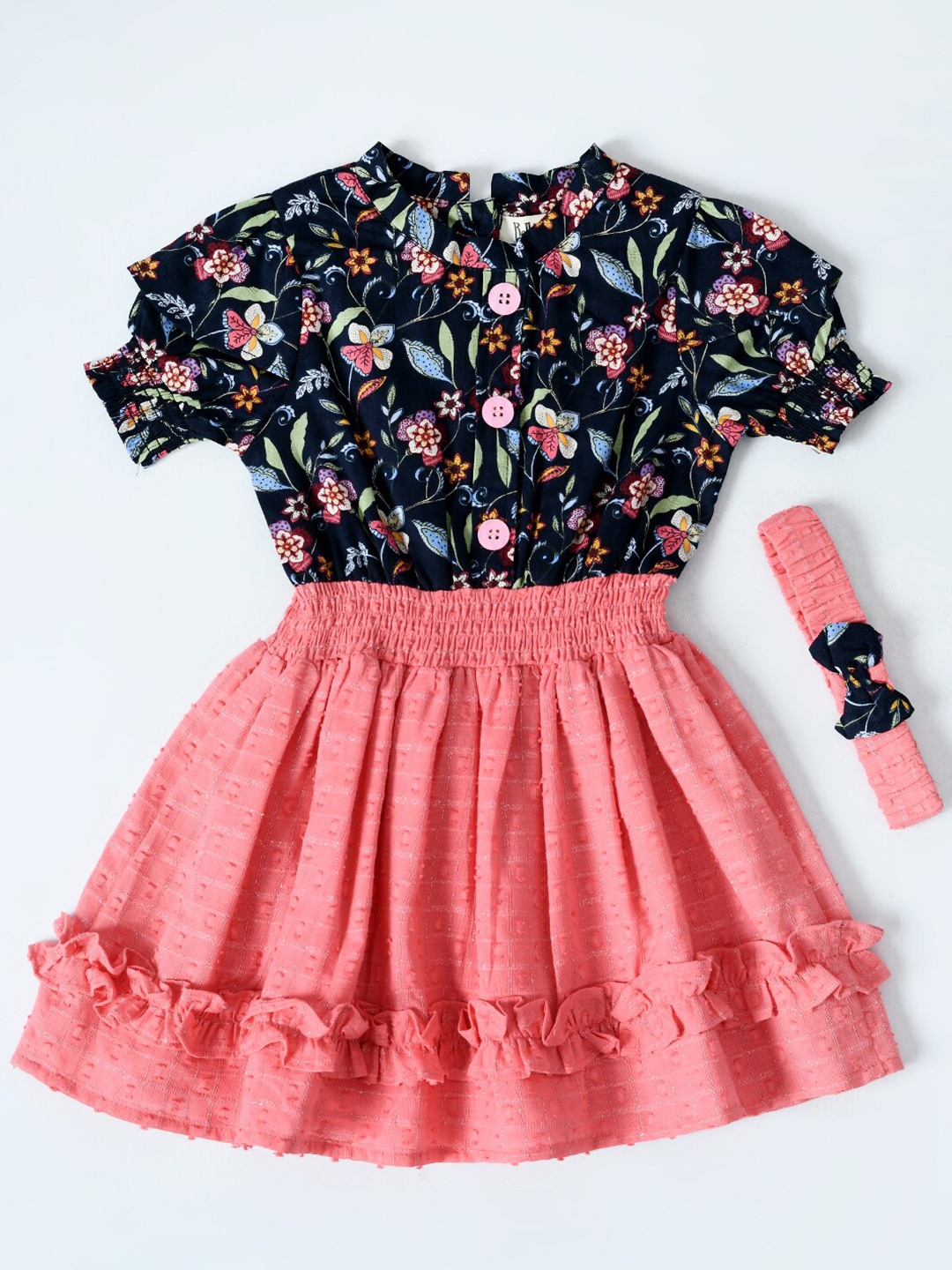 

Bella Moda Girls Floral Printed Pure Cotton Dress, Black
