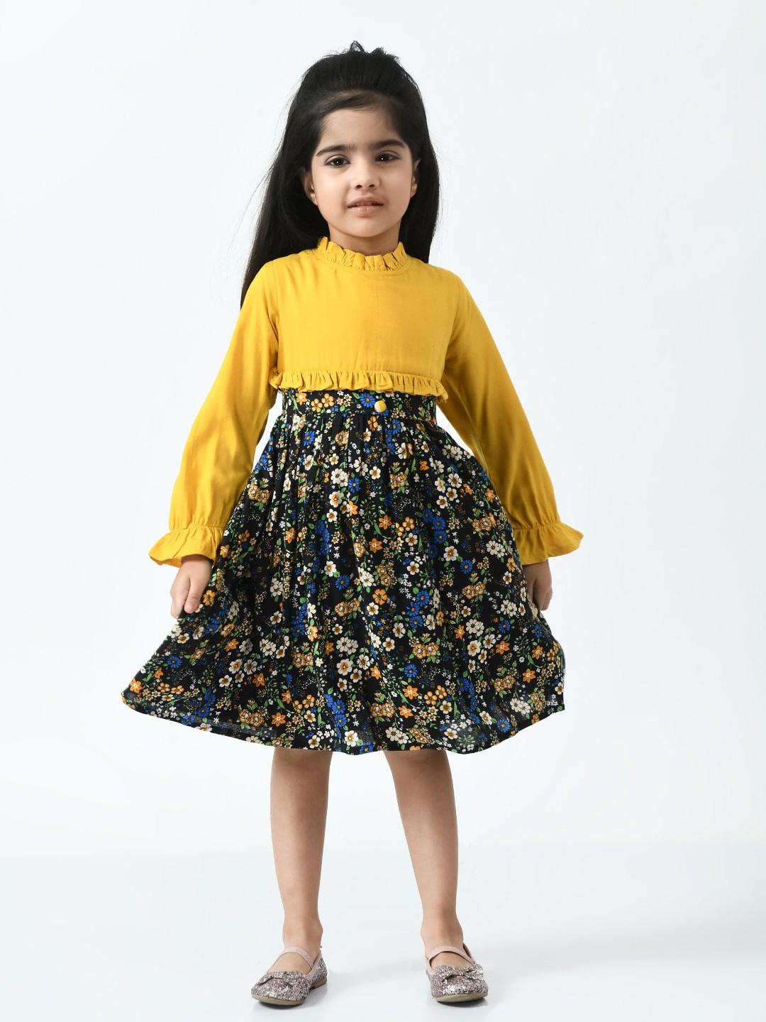 

Bella Moda Floral Printed Cotton Dress, Black