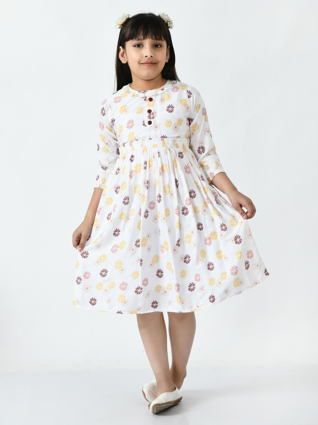 

Bella Moda Floral Printed Cotton Midi Dress, White