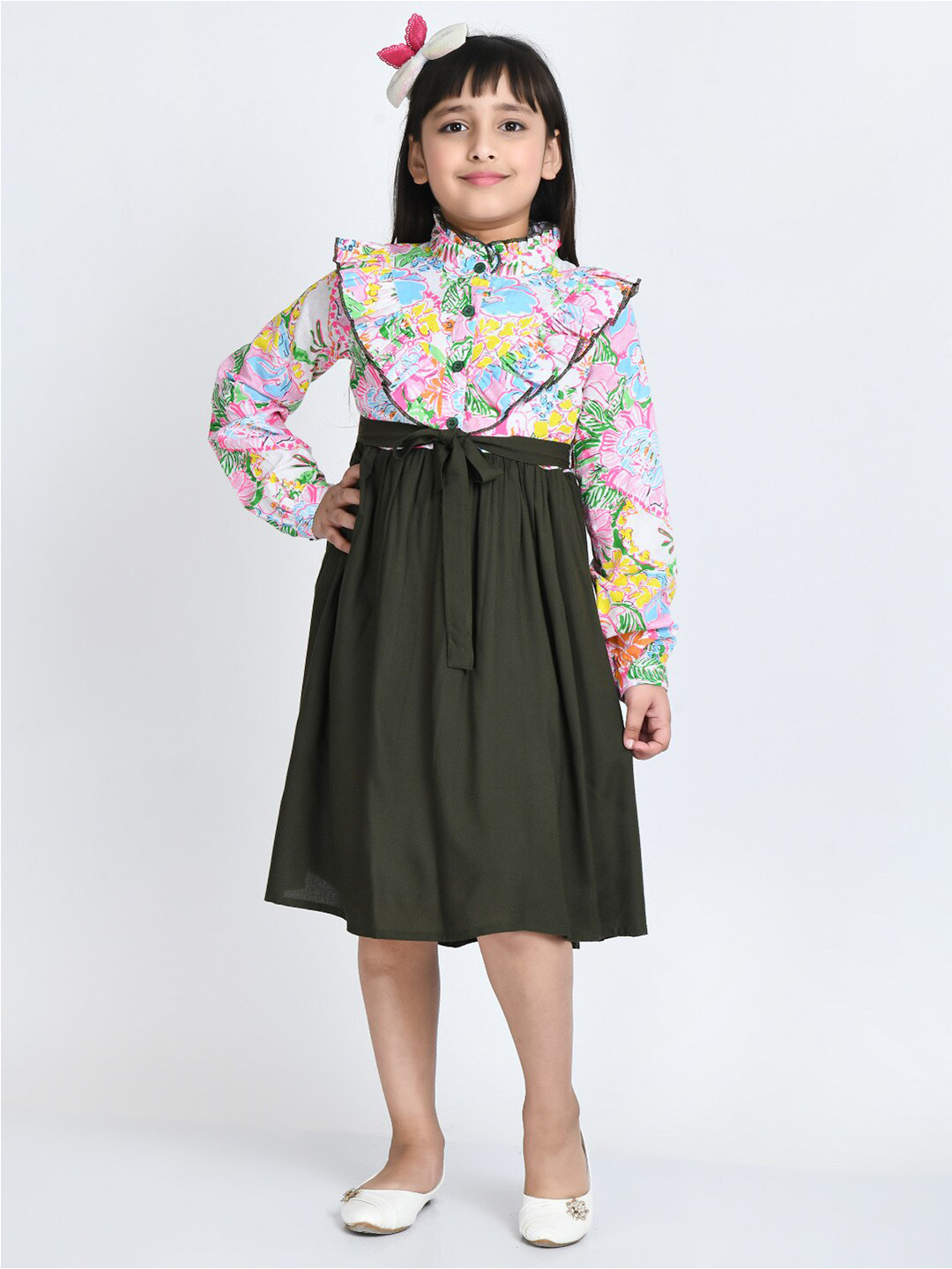 

Bella Moda Floral Printed Cotton Fit And Flare Dress, Yellow