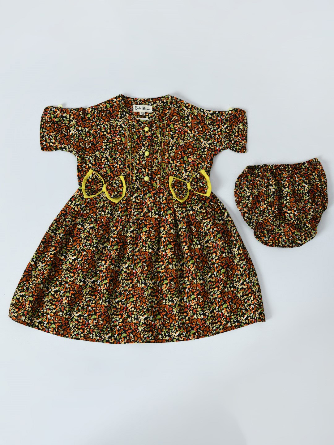 

Bella Moda Girls Floral Pure Cotton A-Line Dress, Black