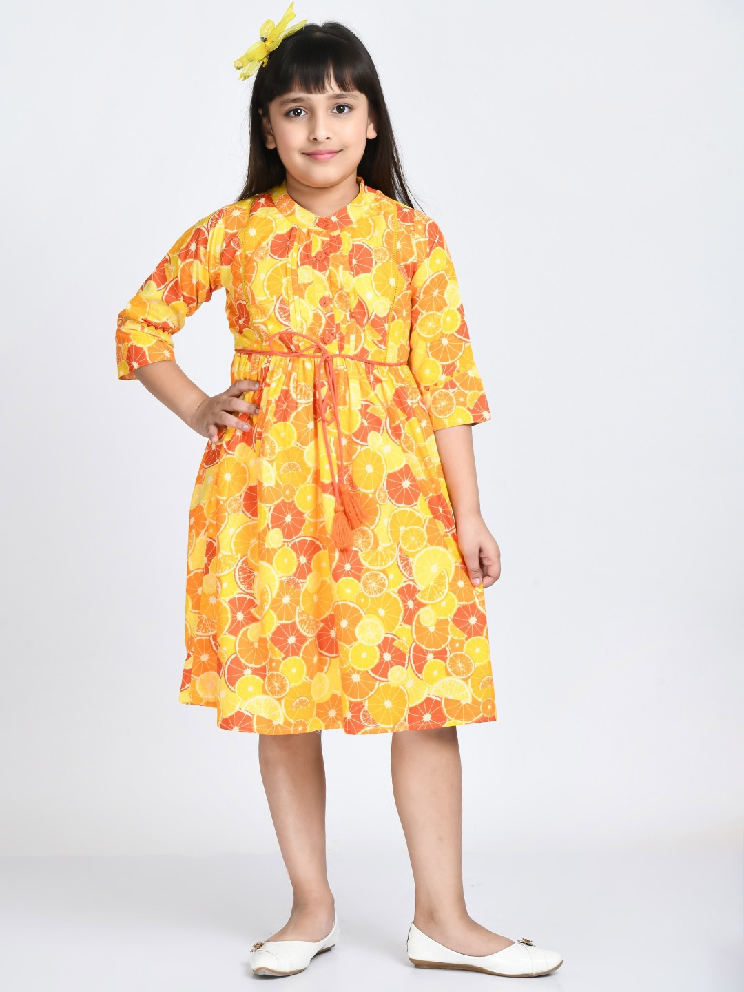 

Bella Moda Pure Cotton Fit And Flair Conversational Printed Dress, Orange