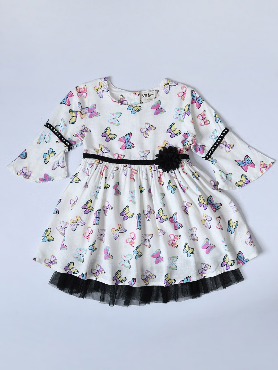 

Bella Moda Pure Cotton Floral Printed Fit & Flare Dress, White
