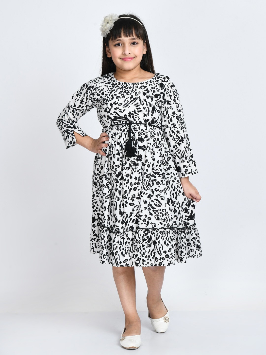

Bella Moda Animal Printed Cotton Midi Dress, White