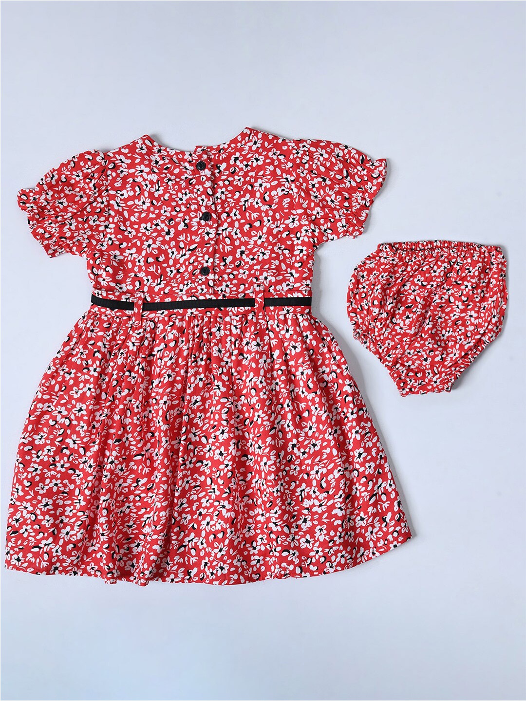 

Bella Moda Girls Printed Fit And Flare Cotton Dress, Maroon
