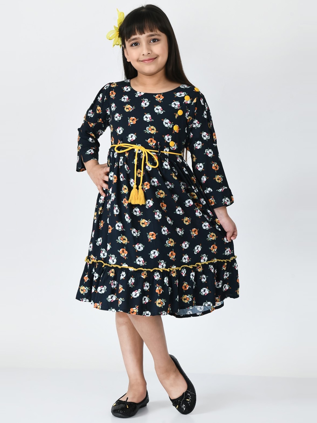 

Bella Moda Printed Fit And Flare Cotton Dress, Black