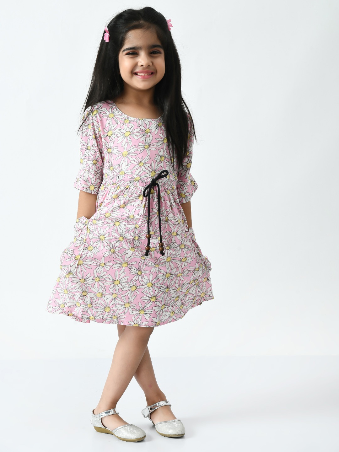 

Bella Moda Girls Floral Printed Fit & Flare Cotton Dress, Pink