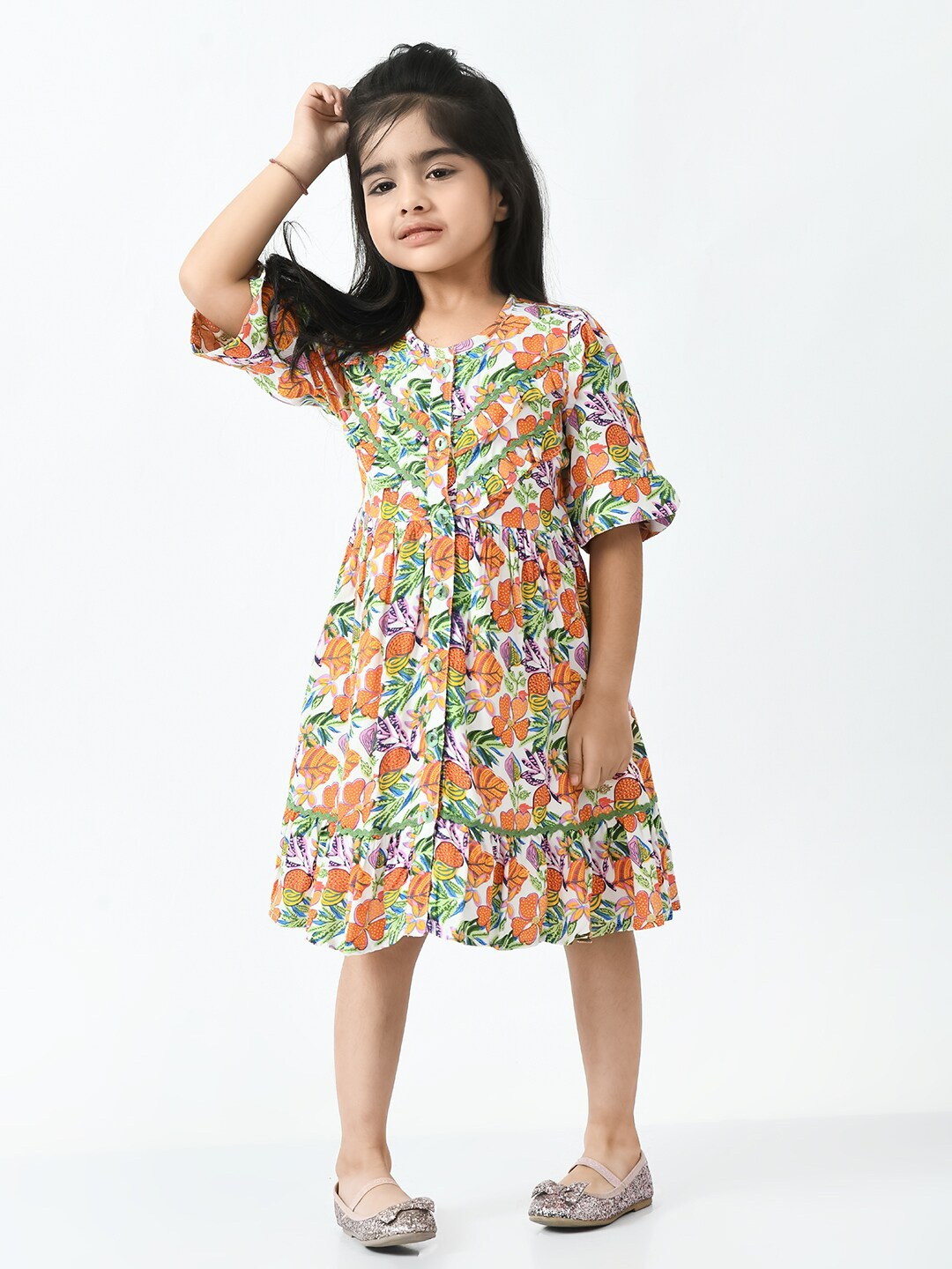 

Bella Moda Floral Fit & Flare Cotton Dress, White