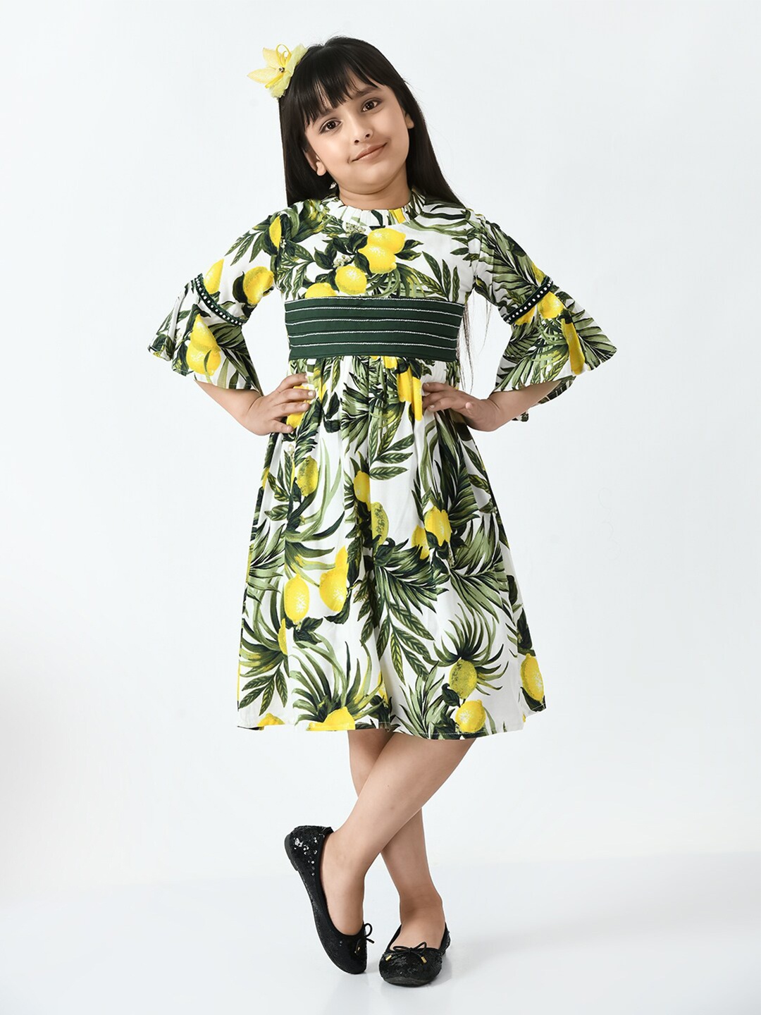 

Bella Moda Conversational Printed Pure Cotton Empire Dress, White