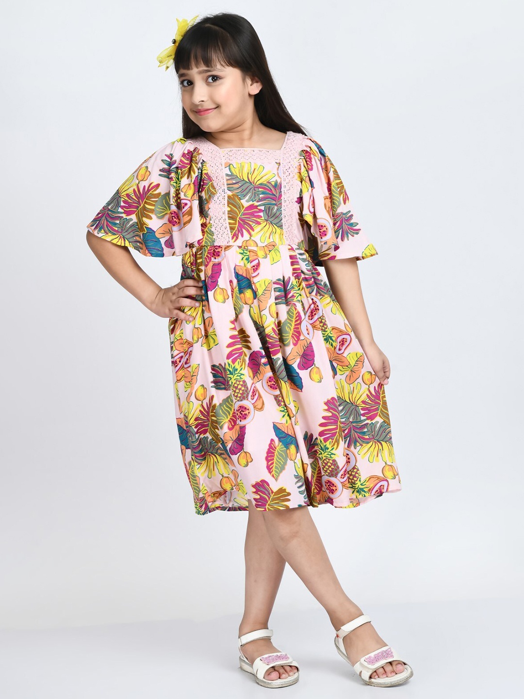 

Bella Moda Girls Tropical A-Line Pure Cotton Dress, Pink