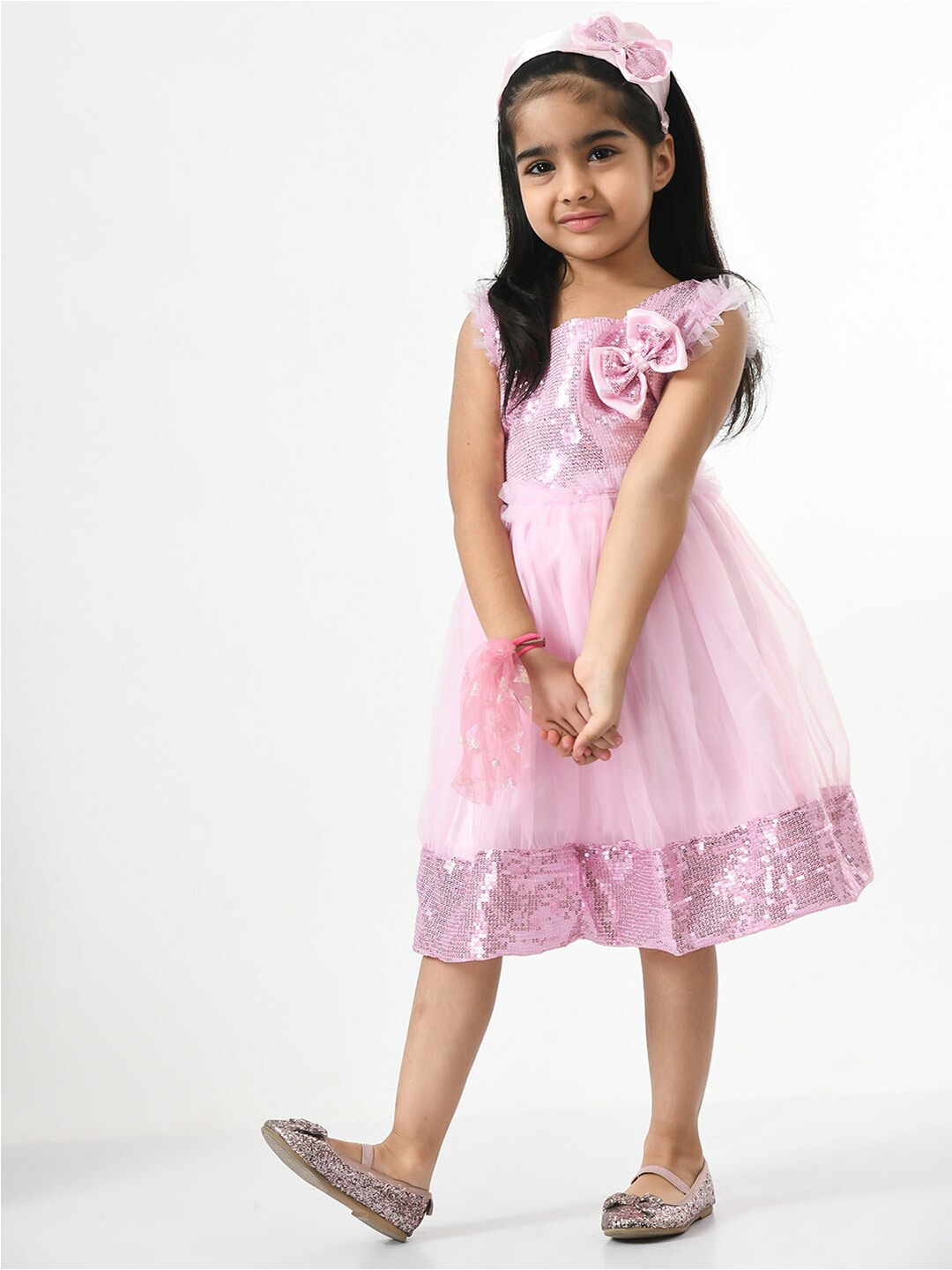 

Bella Moda Girls Round Neck Dress, Pink