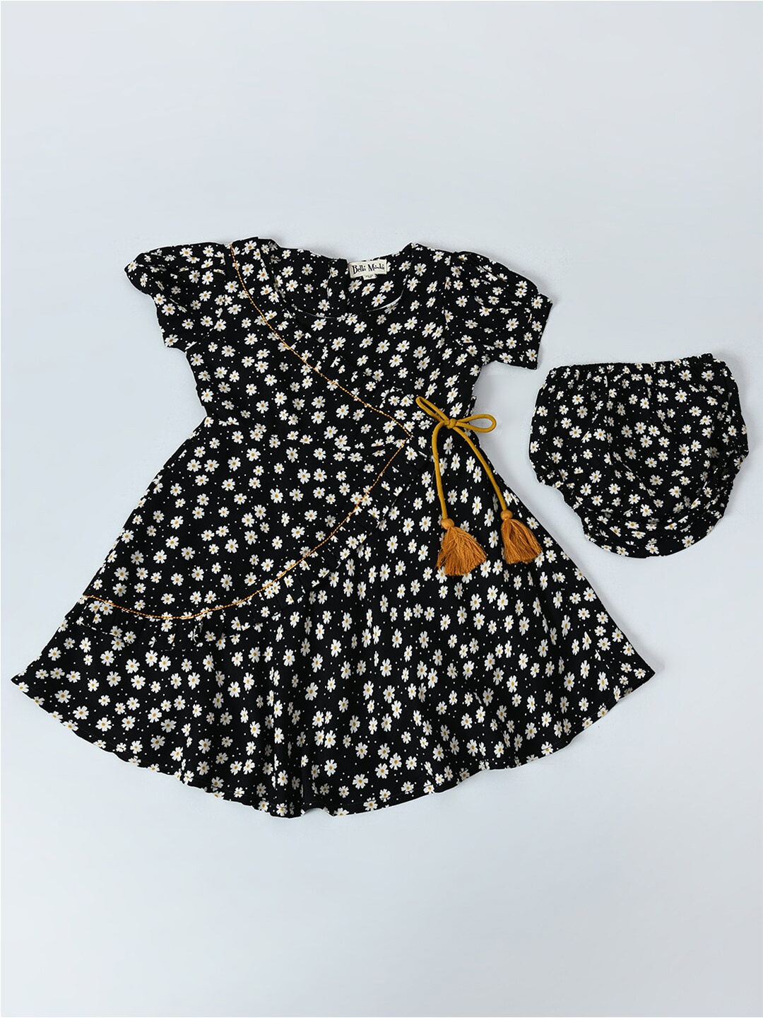 

Bella Moda Girls Floral Pure Cotton Dress, Black