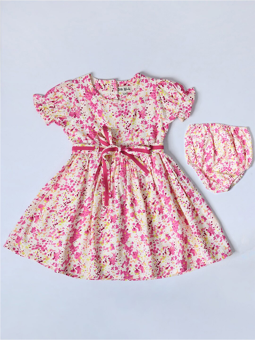 

Bella Moda Girls Floral A-Line Pure Cotton Dress, Peach