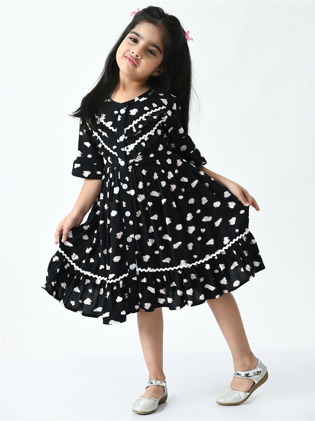 

Bella Moda Girls Pure Cotton Dress, Black