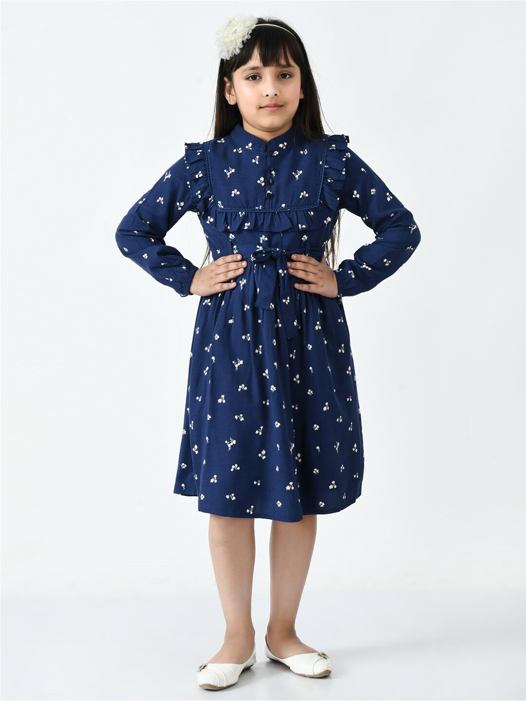 

Bella Moda Girls Floral Pure Cotton Dress, Blue