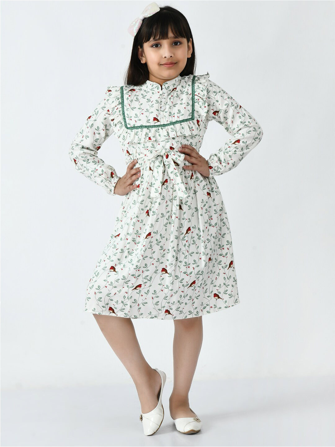

Bella Moda Girls Floral Pure Cotton Dress, White